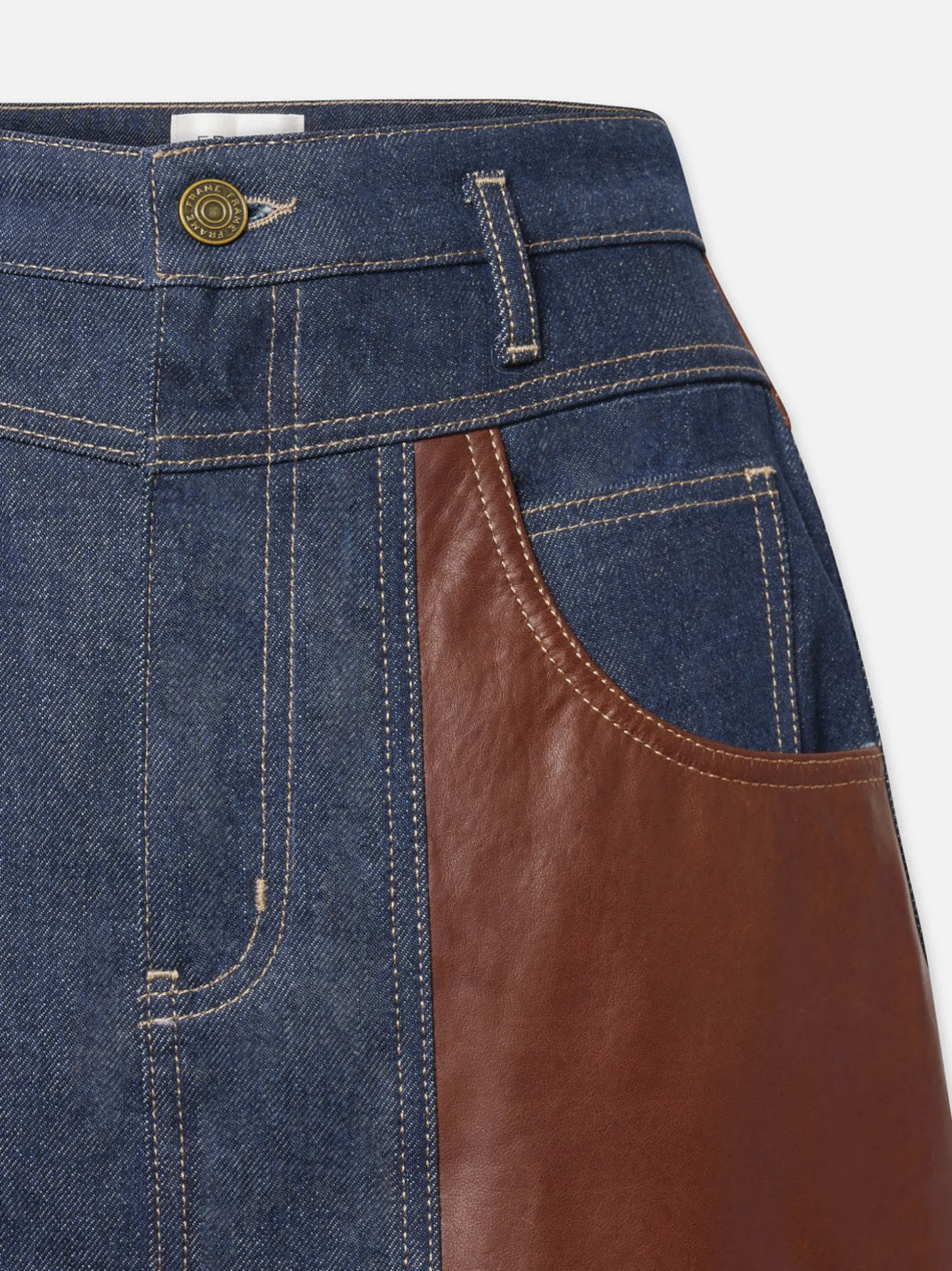 Atelier Denim And Leather Skirt in Arlow