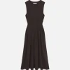 Banded Jersey Button Dress in Chocolate Brown