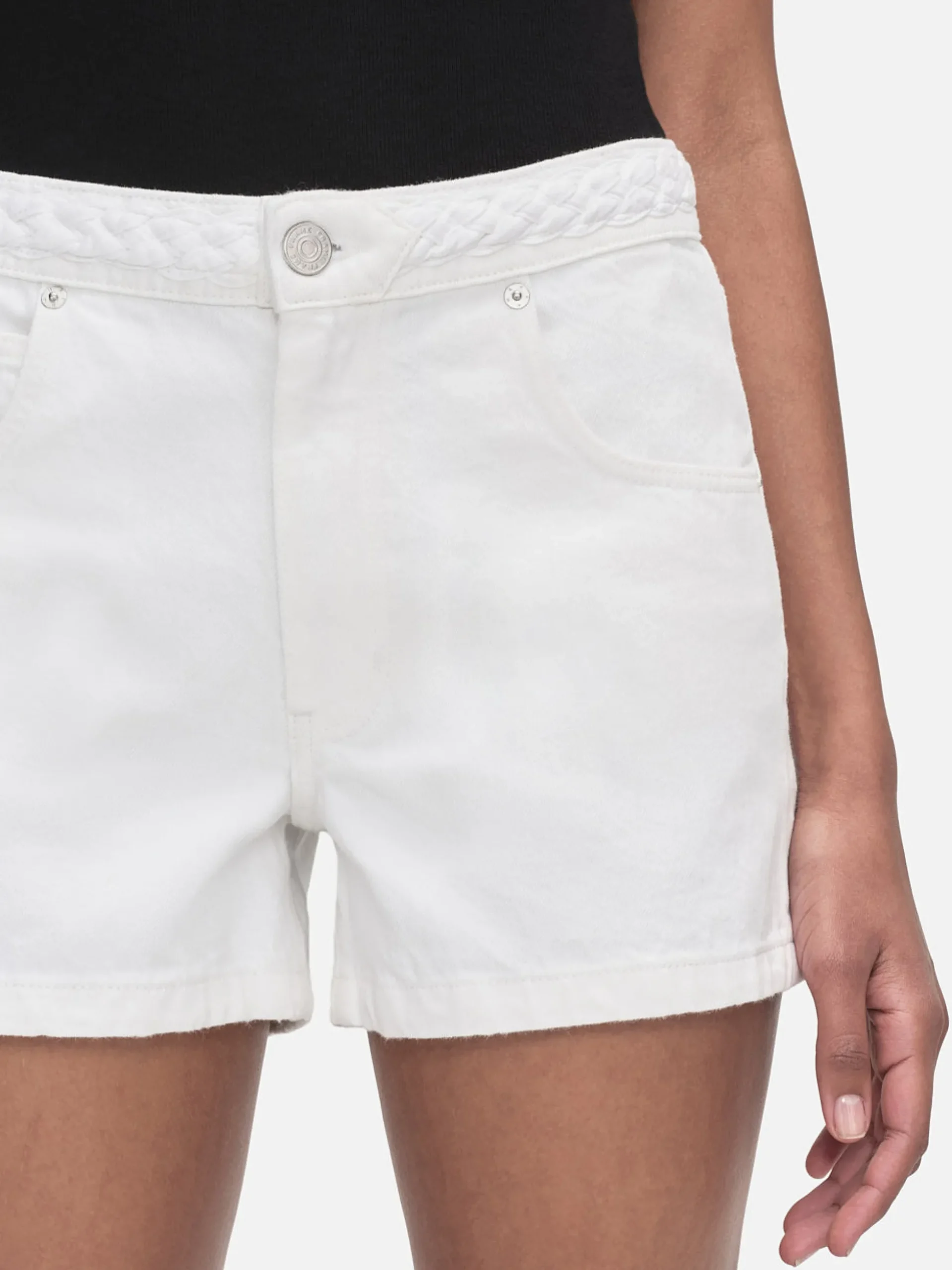 Braided Waistband Short in White
