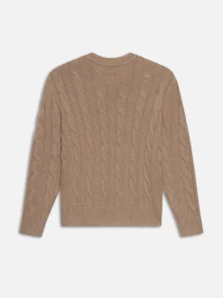 Cashmere Cable Crewneck in Light Brown