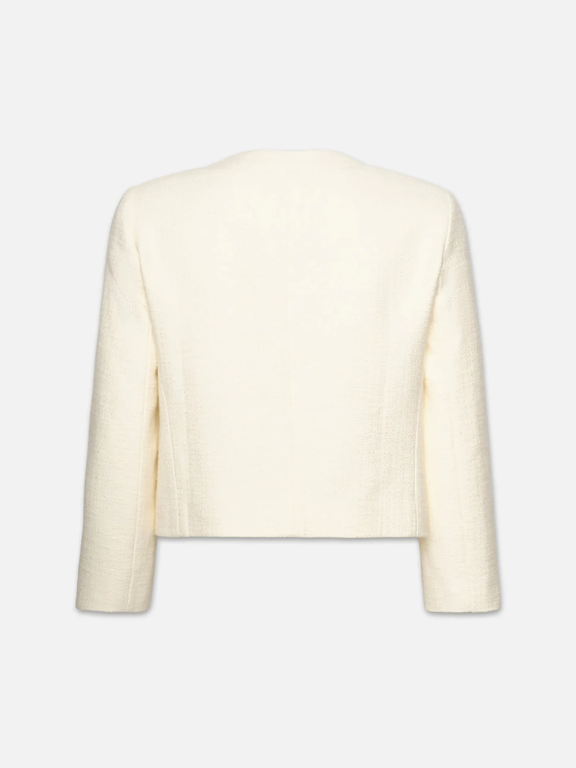 Collarless Button Front Jacket in Cream
