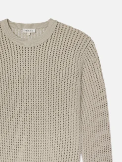 Cotton Blend Crewneck Sweater in Mineral Grey