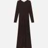 Deep V Jersey Dress in Chocolate Brown
