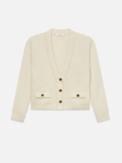 Double Pocket Cropped Cardi in Cream