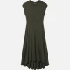 Handkerchief Hem Jersey Dress in Rich Military