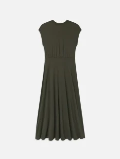 Handkerchief Hem Jersey Dress in Rich Military
