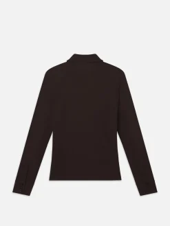 Jersey Button Up Shirt in Chocolate Brown