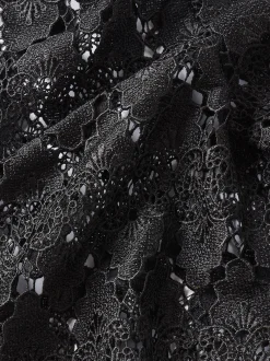 Lace Button Up Shirt in Black