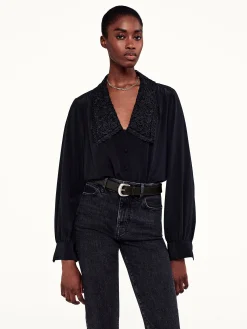 Lace Collar Blouse in Black