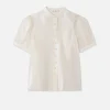 Lace Shoulder Inset Blouse in Cream
