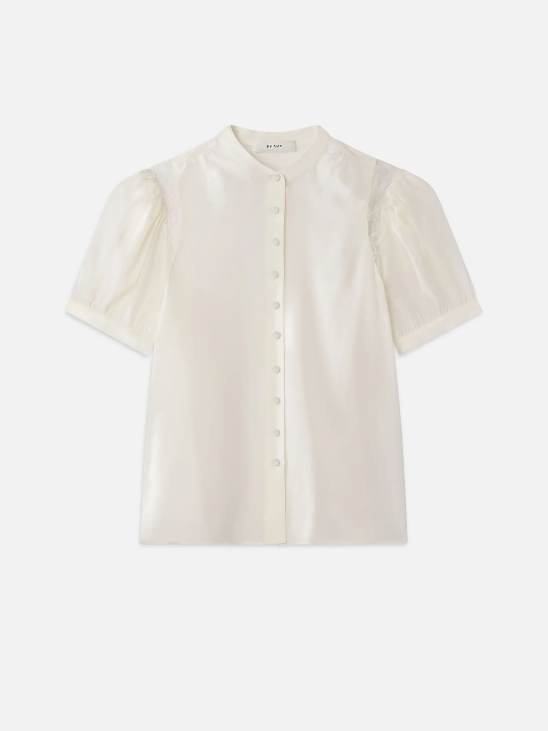 Lace Shoulder Inset Blouse in Cream