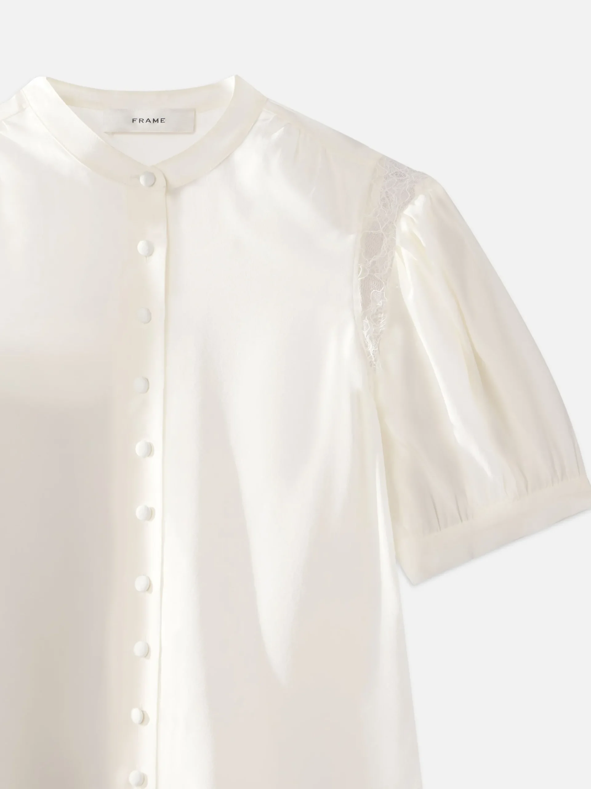 Lace Shoulder Inset Blouse in Cream