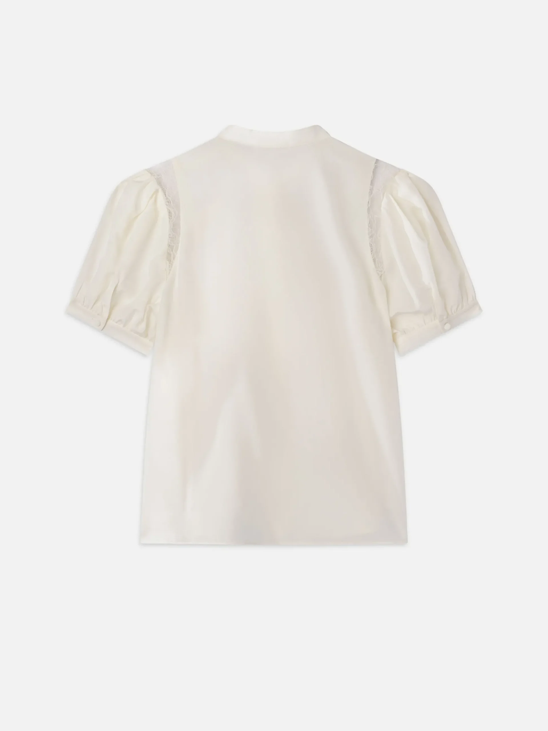 Lace Shoulder Inset Blouse in Cream
