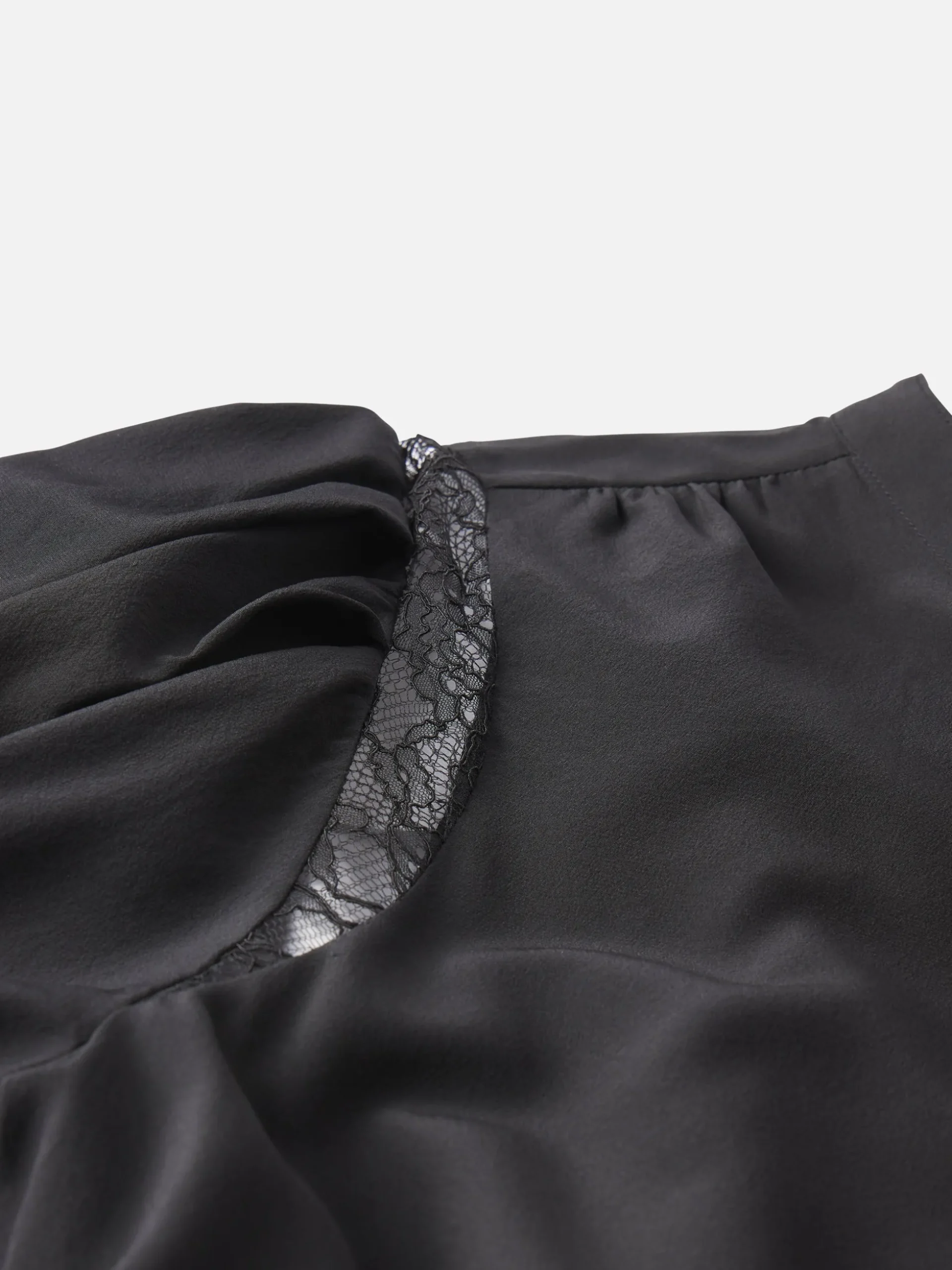 Lace Shoulder Inset Blouse in Black
