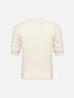Lace Sleeve Frankie Tee in Cream