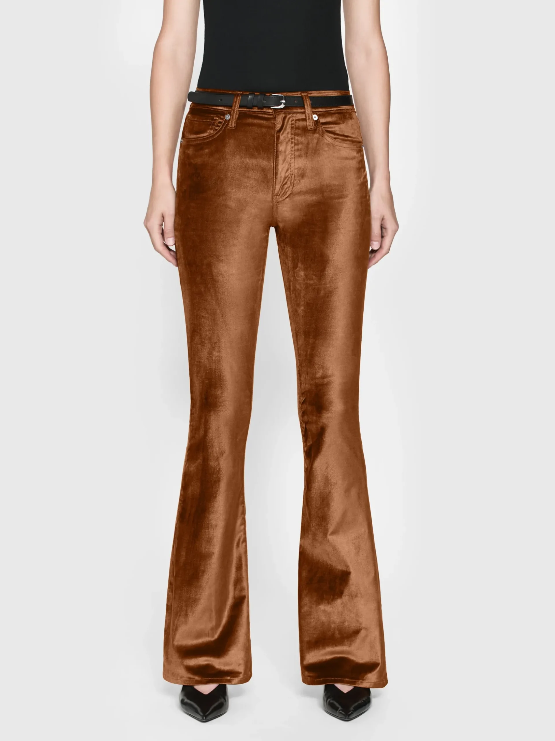 Le High Flare Velvet in Bronze Velvet