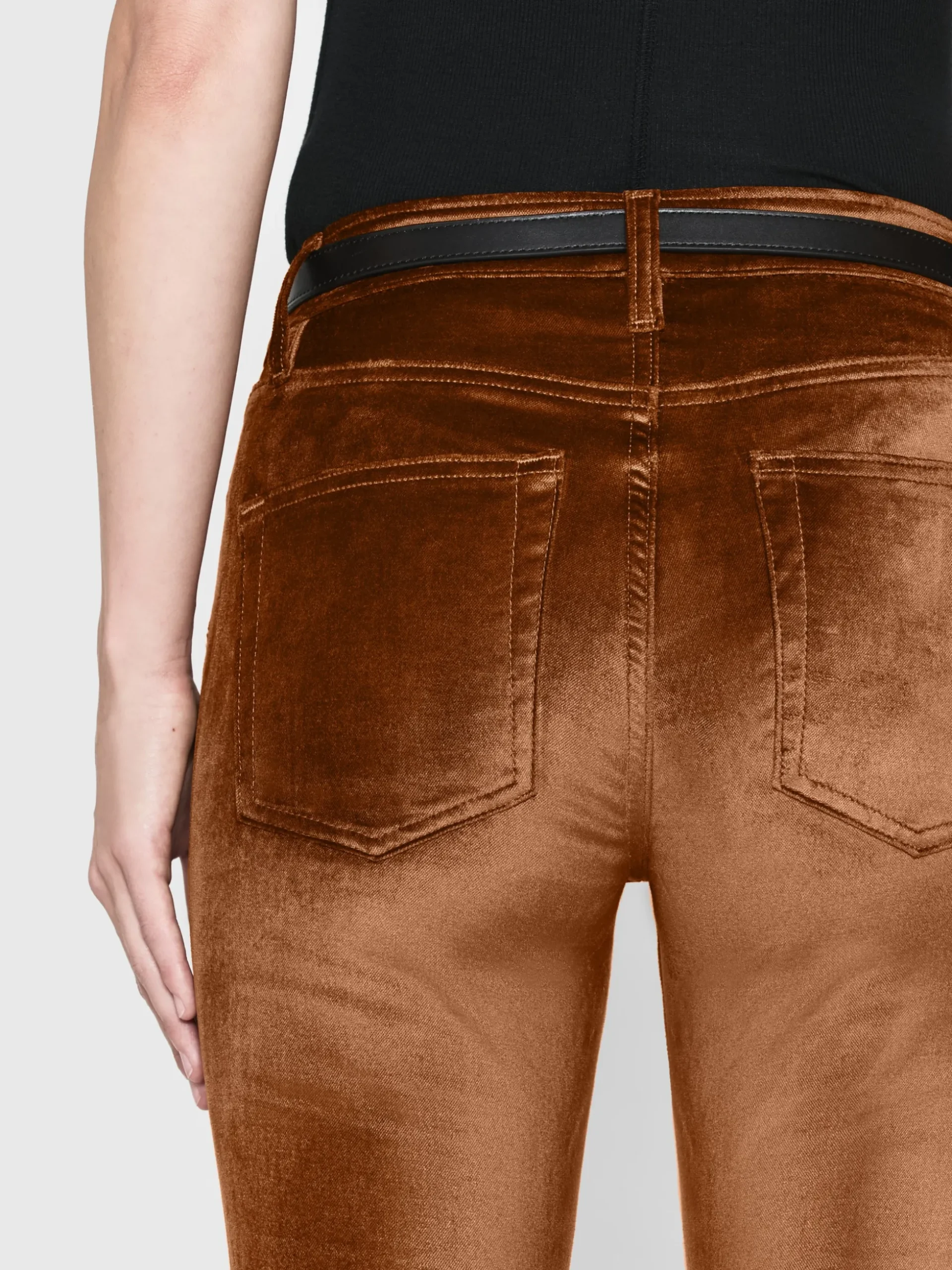 Le High Flare Velvet in Bronze Velvet