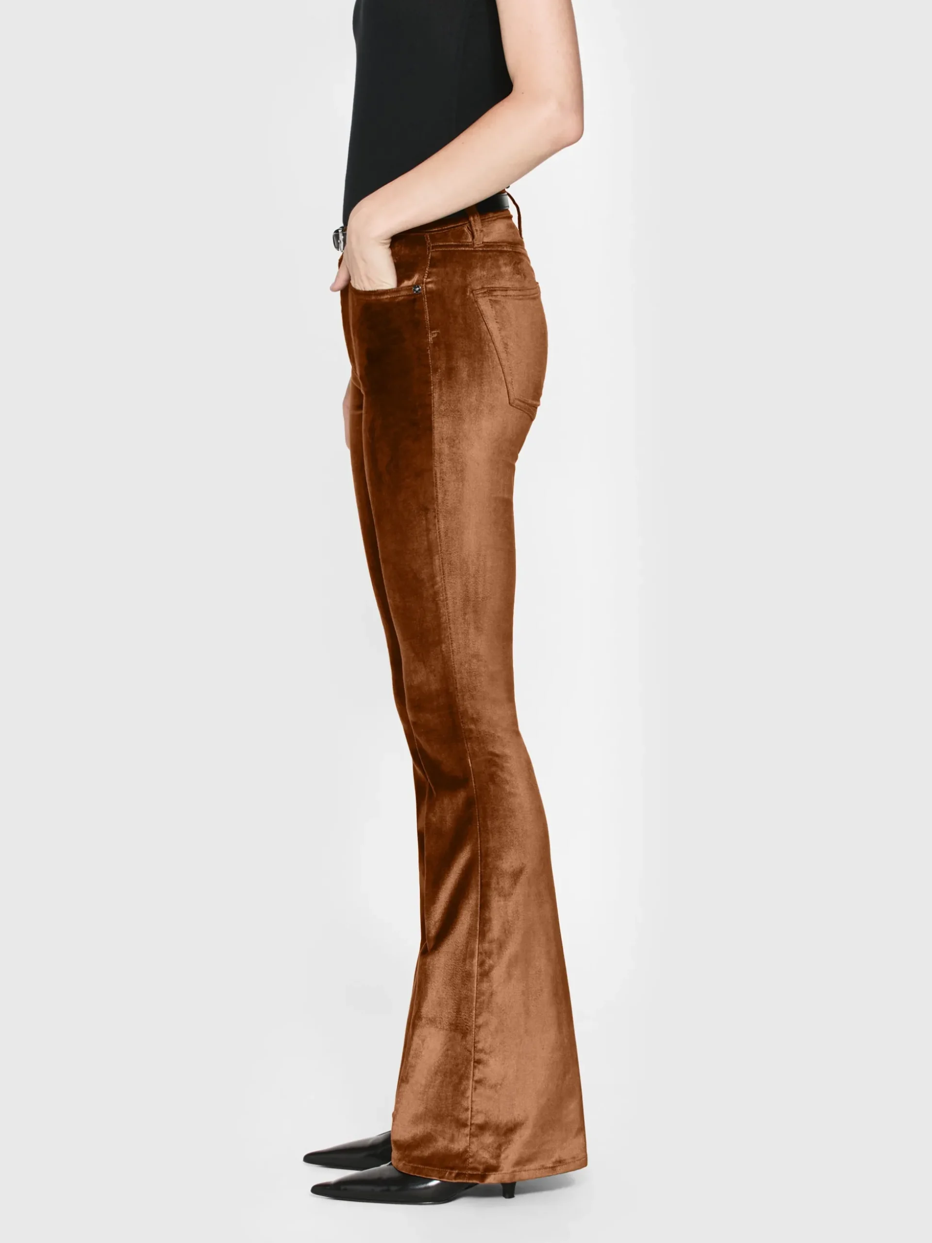 Le High Flare Velvet in Bronze Velvet