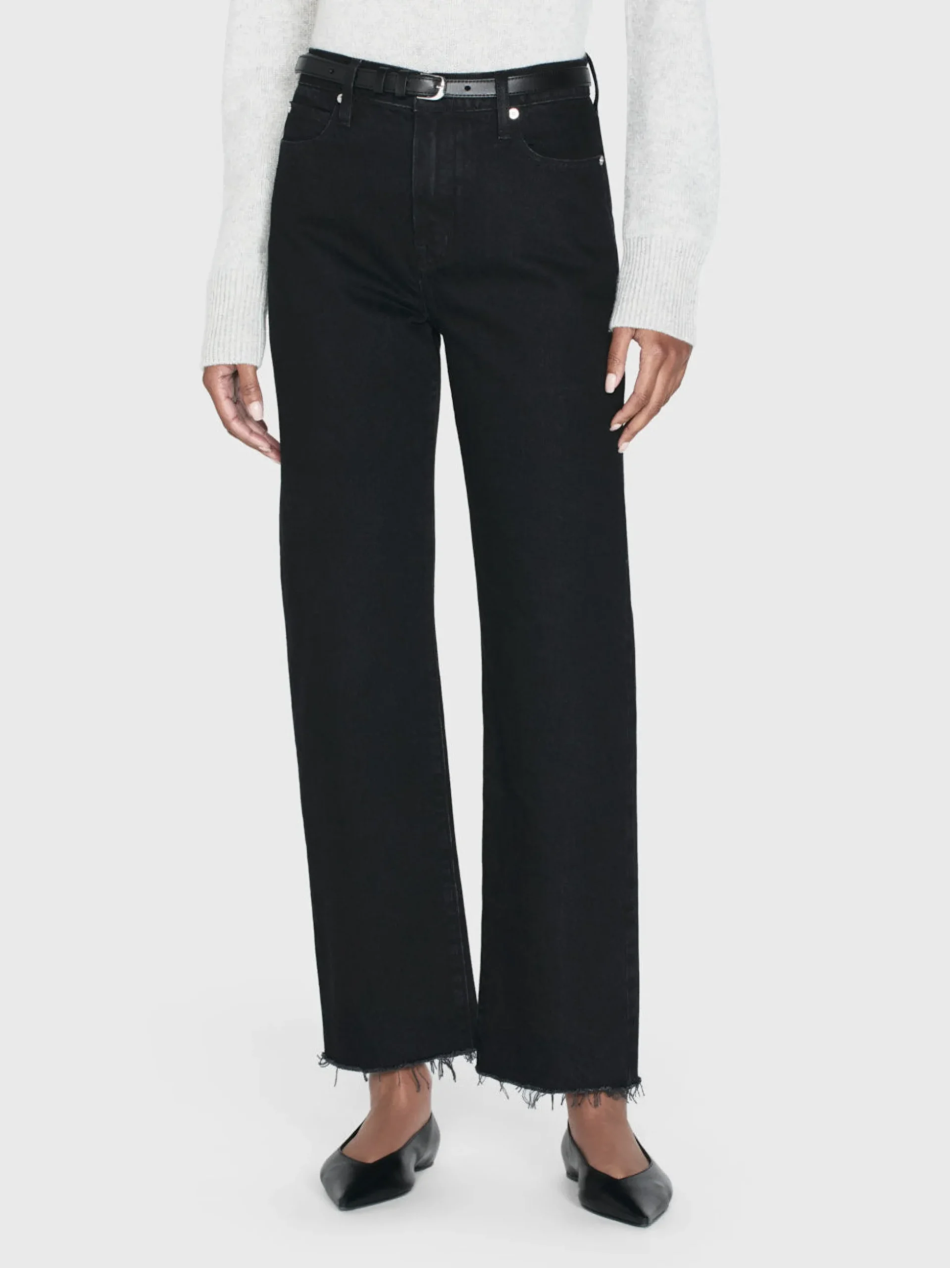 Le Jane Crop Raw Fray in Black