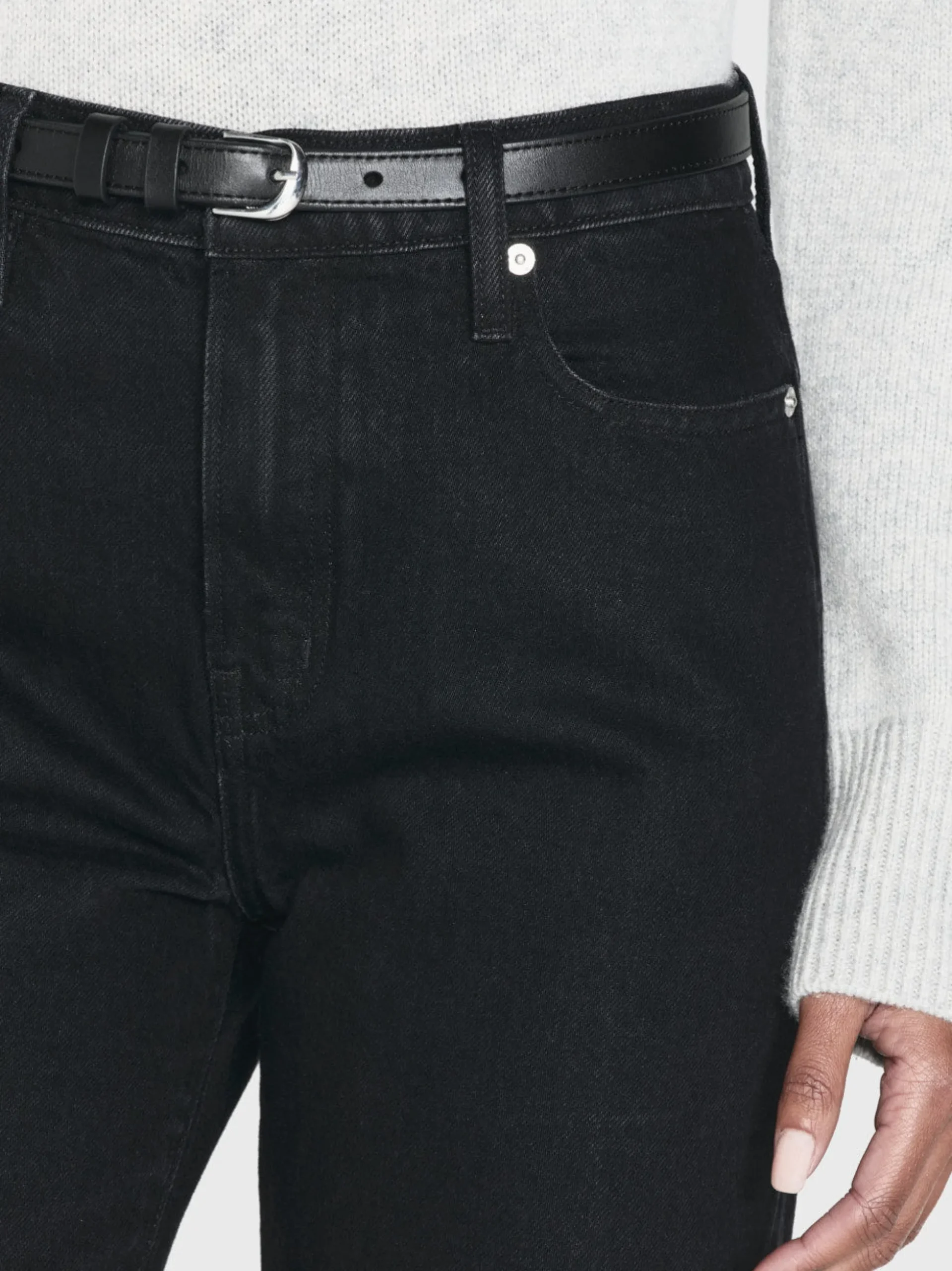 Le Jane Crop Raw Fray in Black