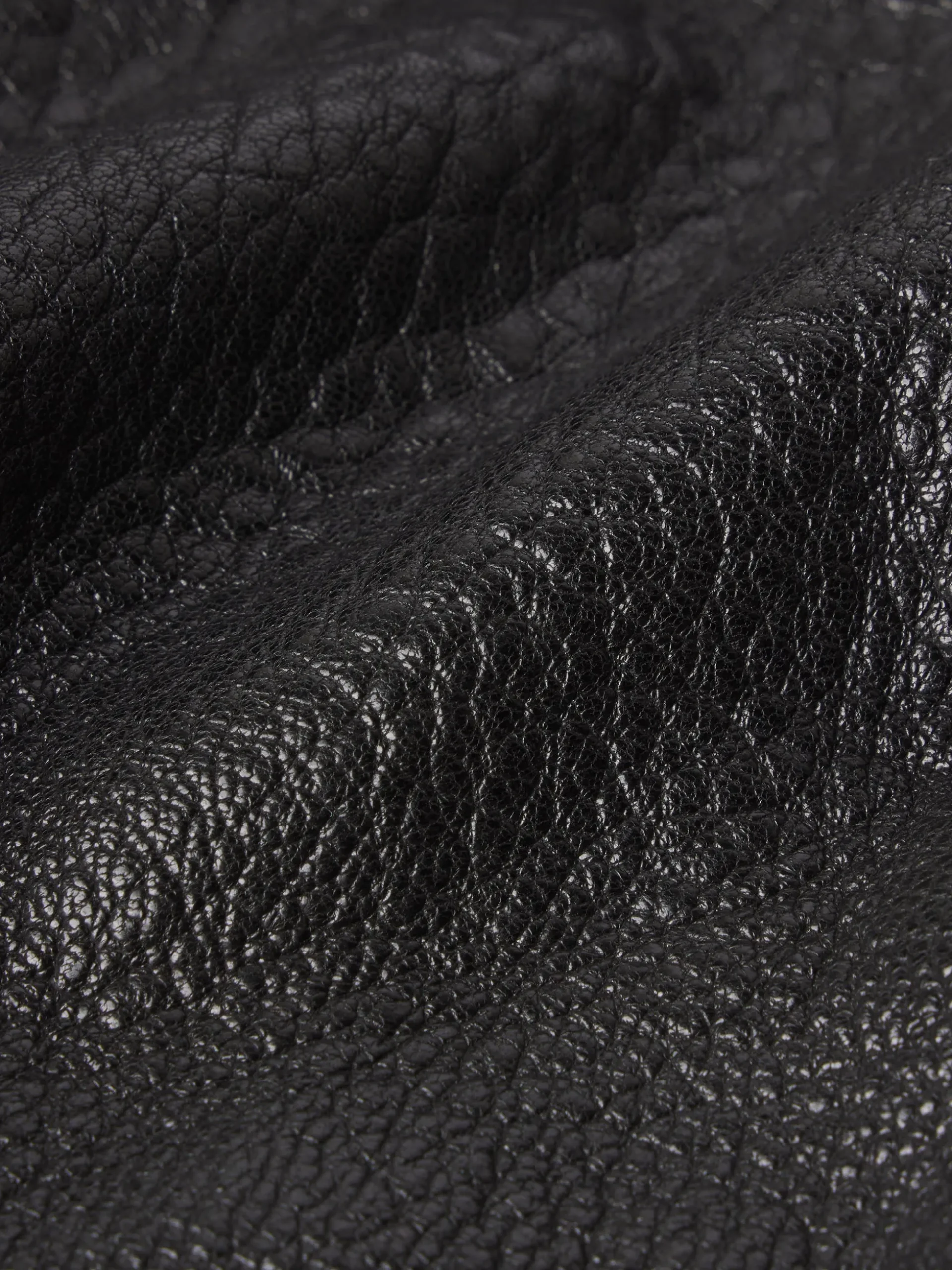 Leather Button Front Jacket in Black