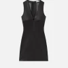 Leather Keyhole Dress in Black