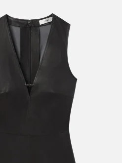 Leather Keyhole Dress in Black