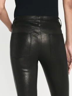 Leather Le High Skinny in Washed Black