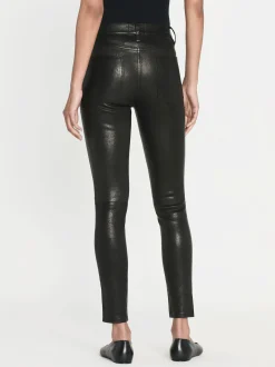 Leather Le High Skinny in Washed Black