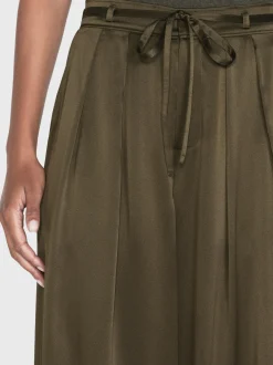 Long Silk Trouser in Rich Military