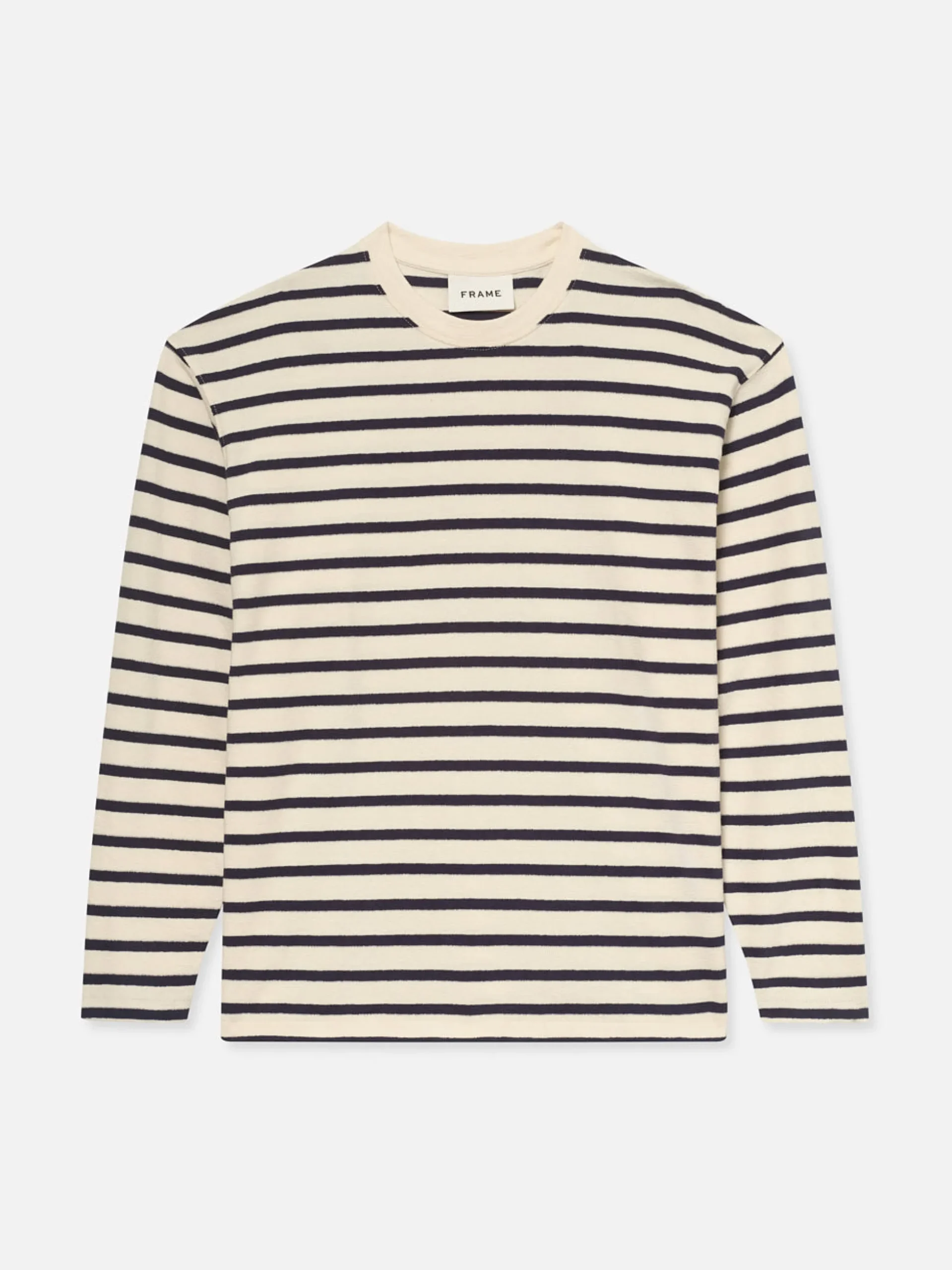 Long Sleeve Relaxed Striped Tee in Dark Navy Stripe
