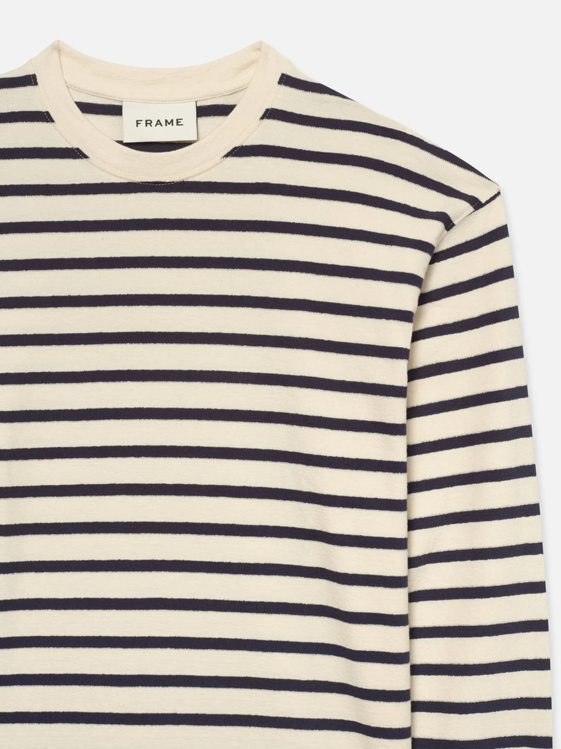Long Sleeve Relaxed Striped Tee in Dark Navy Stripe