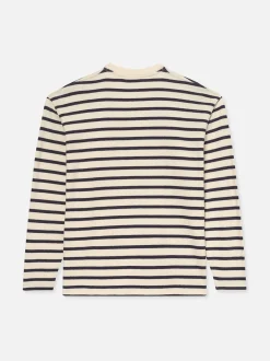 Long Sleeve Relaxed Striped Tee in Dark Navy Stripe