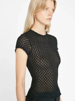 Mesh Lace Baby Tee in Noir
