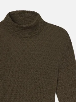 Mesh Lace Turtleneck in Rich Military