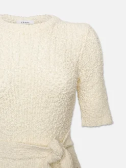 Mixed Stitch Sweater Dress in Cream