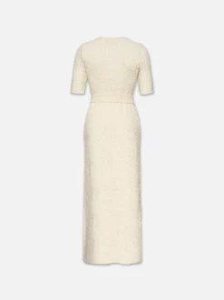 Mixed Stitch Sweater Dress in Cream