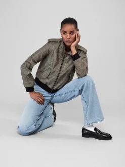 Modern Bomber Jacket in Brown Multi