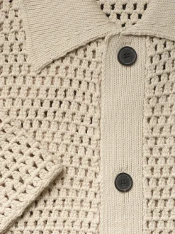 Open Weave Cardigan in Ecru