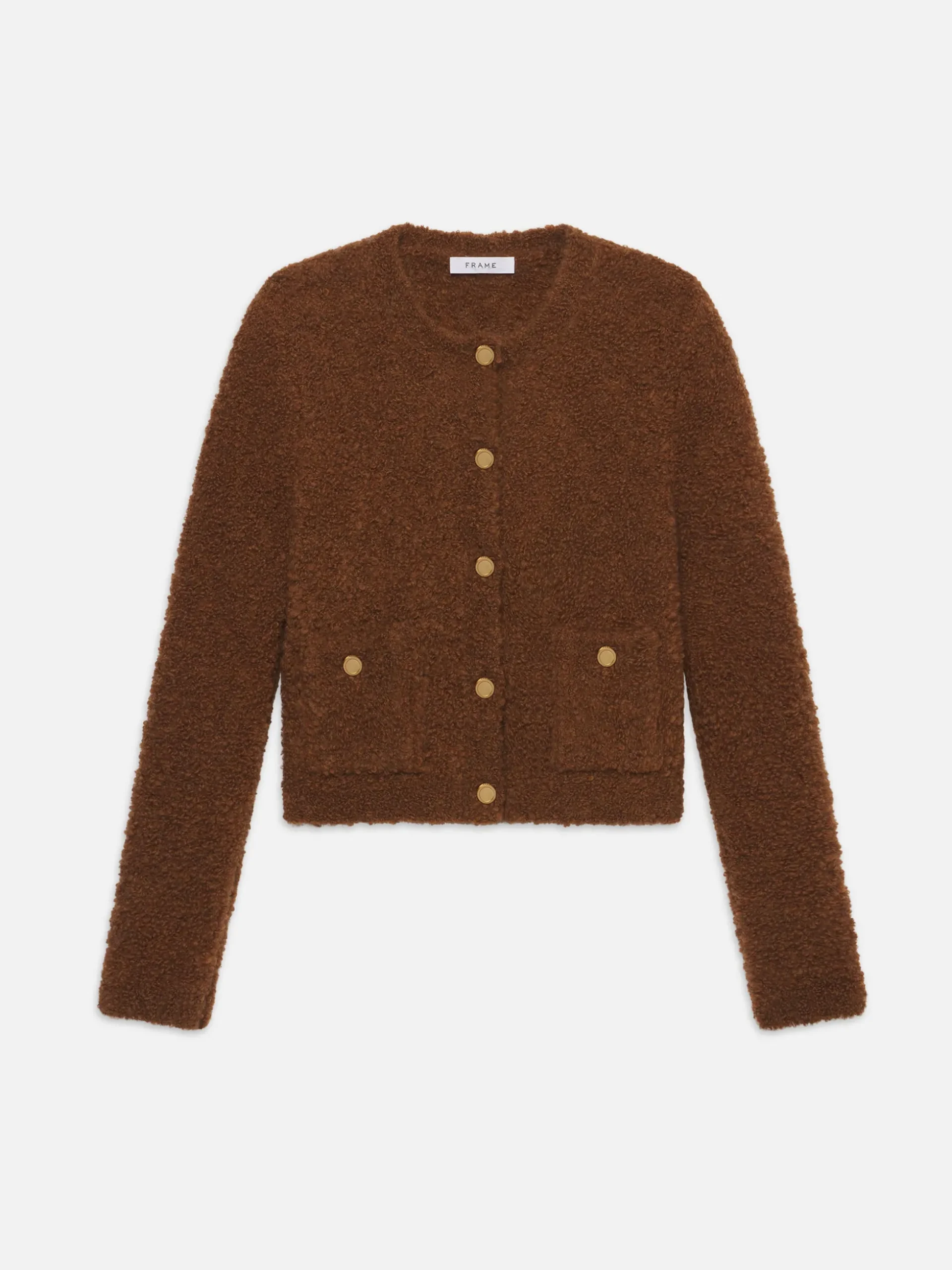 Patch Pocket Cardi in Camel