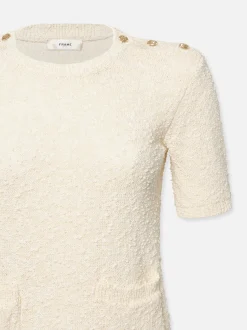 Patch Pocket Short Sleeve Sweater in Cream