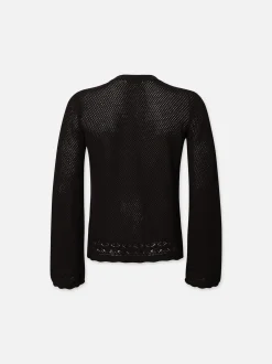 Pointelle Cardi in Black