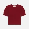 Pointelle Puff Sleeve Sweater in Paprika