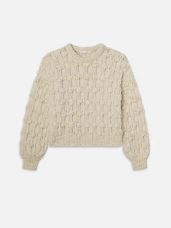 Popcorn Stripe Sweater in Cream