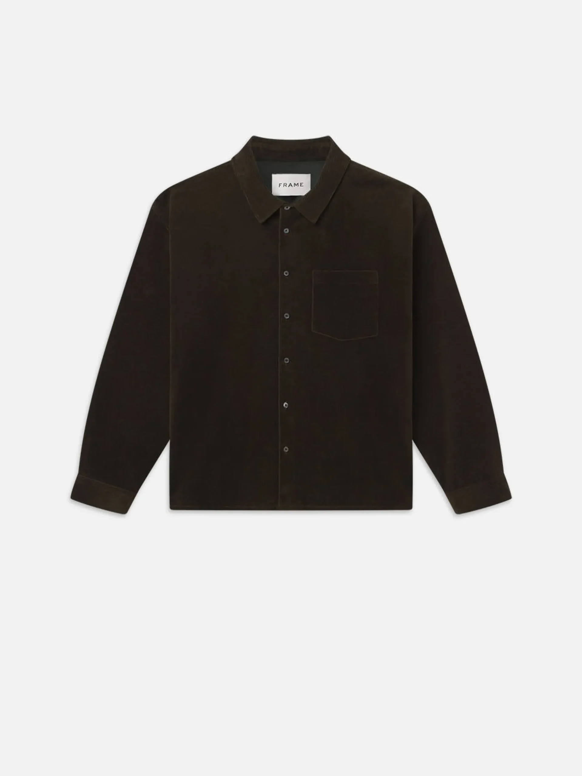 Relaxed Corduroy Overshirt in Dark Olive