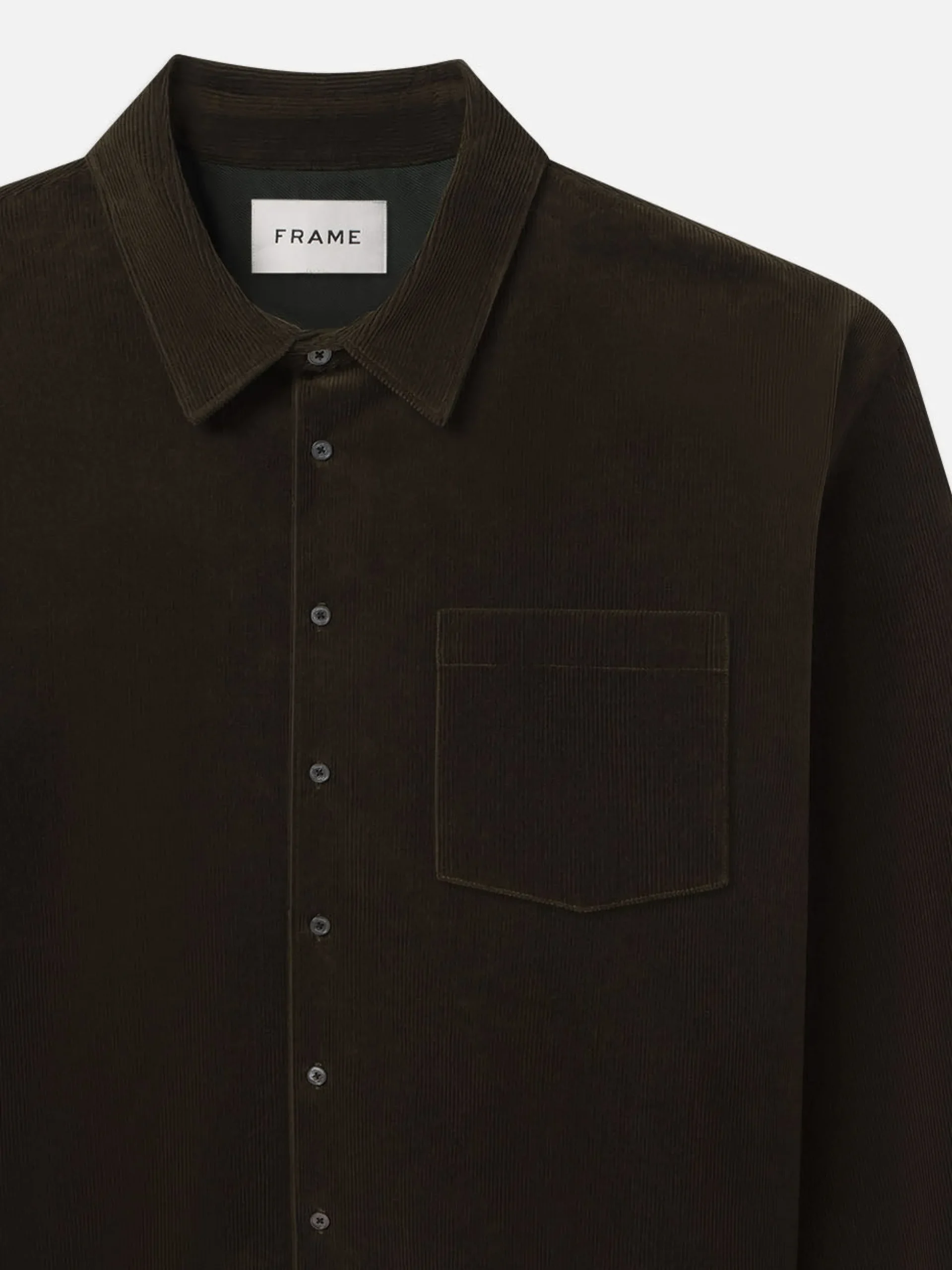 Relaxed Corduroy Overshirt in Dark Olive