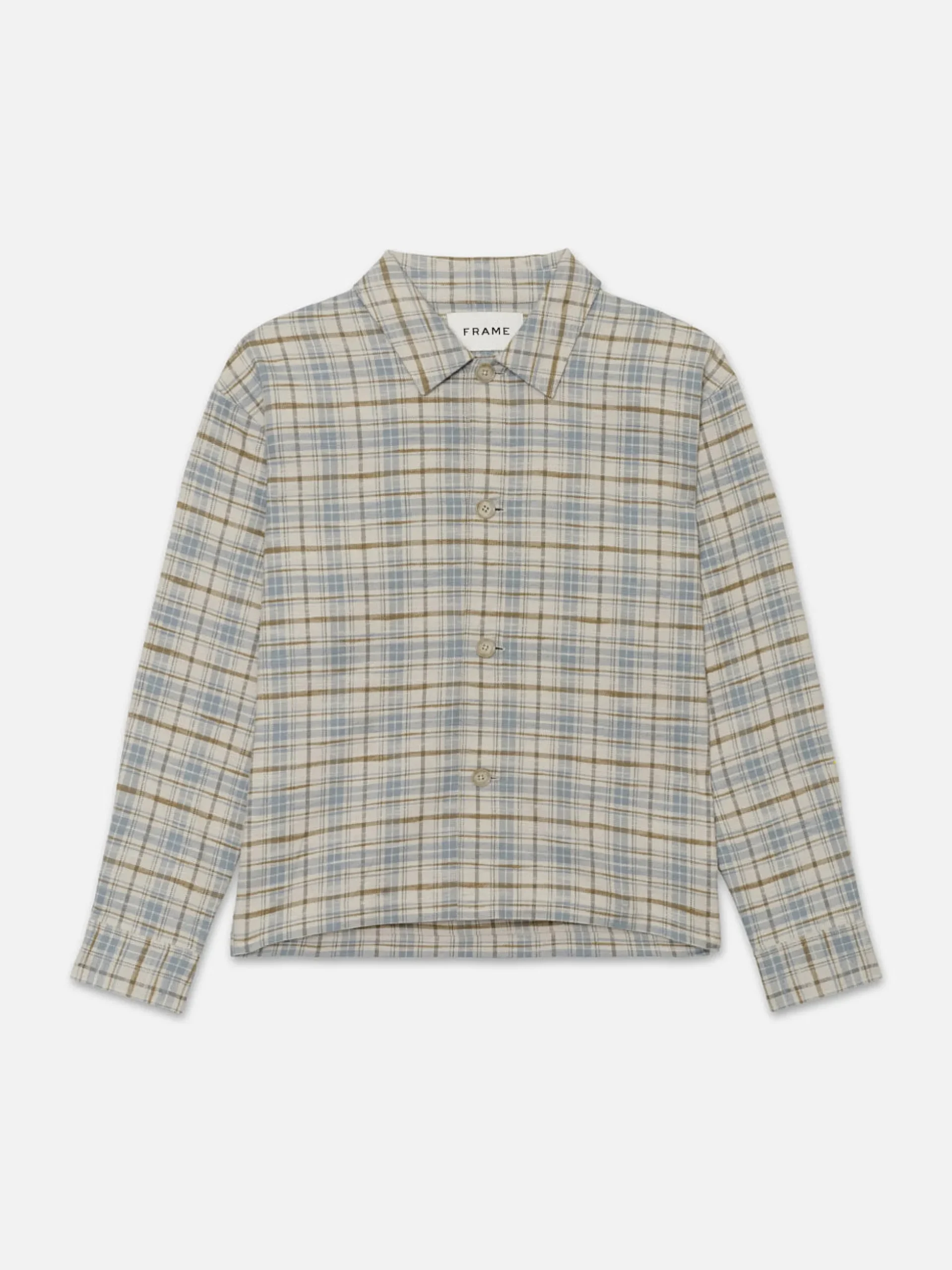 Relaxed Plaid Shirt Jacket in Light Blue Plaid