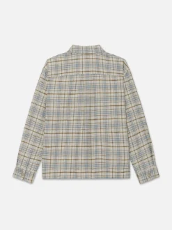 Relaxed Plaid Shirt Jacket in Light Blue Plaid