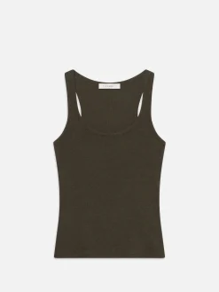 Rib Scoop Neck Tank in Rich Military Heather