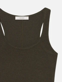 Rib Scoop Neck Tank in Rich Military Heather